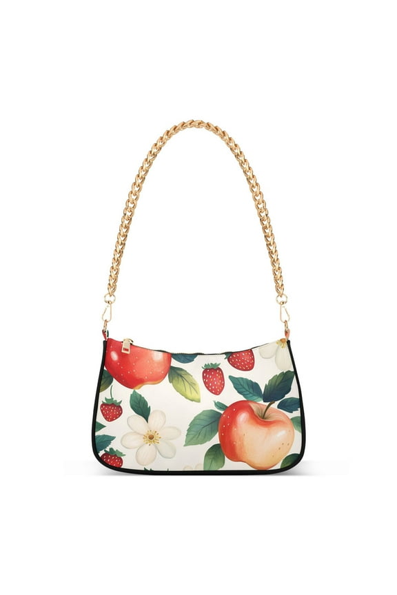 Womens Shoulder Bag with Chain Strap Clutch Purse Cute Tote Handbag, Strawberry Pattern