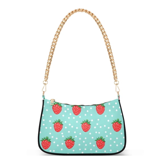 FORMRS Womens Shoulder Bag with Chain Strap Clutch Purse Cute Tote Handbag, Strawberry Pattern