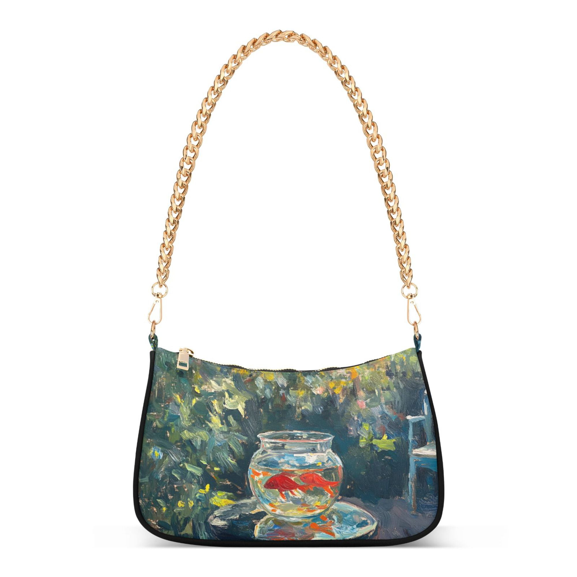 FORMRS Womens Shoulder Bag with Chain Strap Clutch Purse Cute Tote Handbag, Sunshine Goldfish