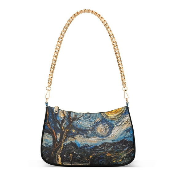 FORMRS Womens Shoulder Bag with Chain Strap Clutch Purse Cute Tote Handbag, Swirling Starry Sky