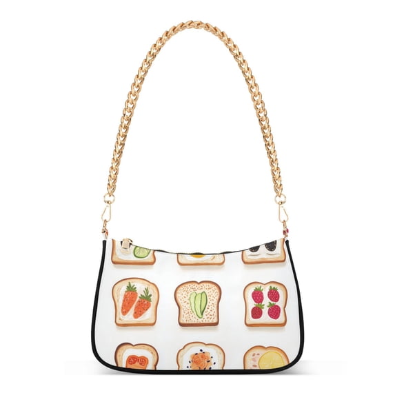 FORMRS Womens Shoulder Bag with Chain Strap Clutch Purse Cute Tote Handbag, Various Toasts