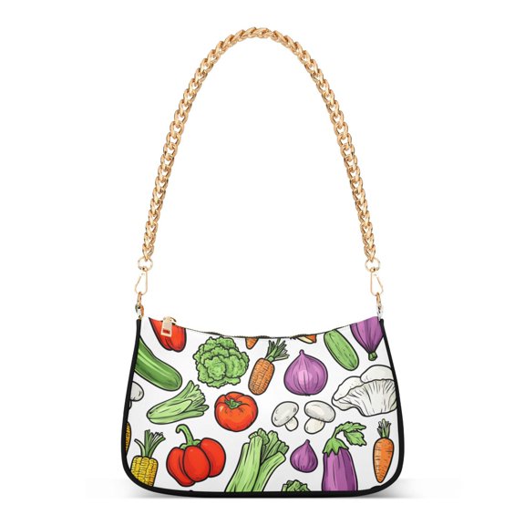 FORMRS Womens Shoulder Bag with Chain Strap Clutch Purse Cute Tote Handbag, Vegetables Pattern