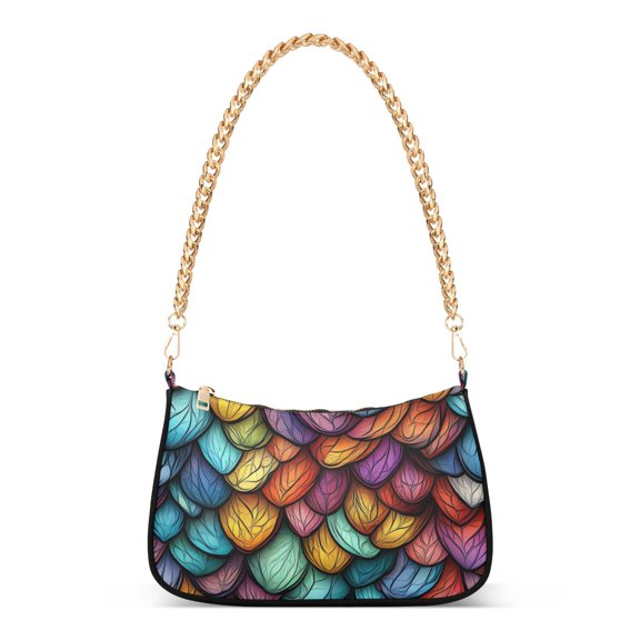FORMRS Womens Shoulder Bag with Chain Strap Clutch Purse Cute Tote Handbag, Vibrant Dragon Scales Pattern