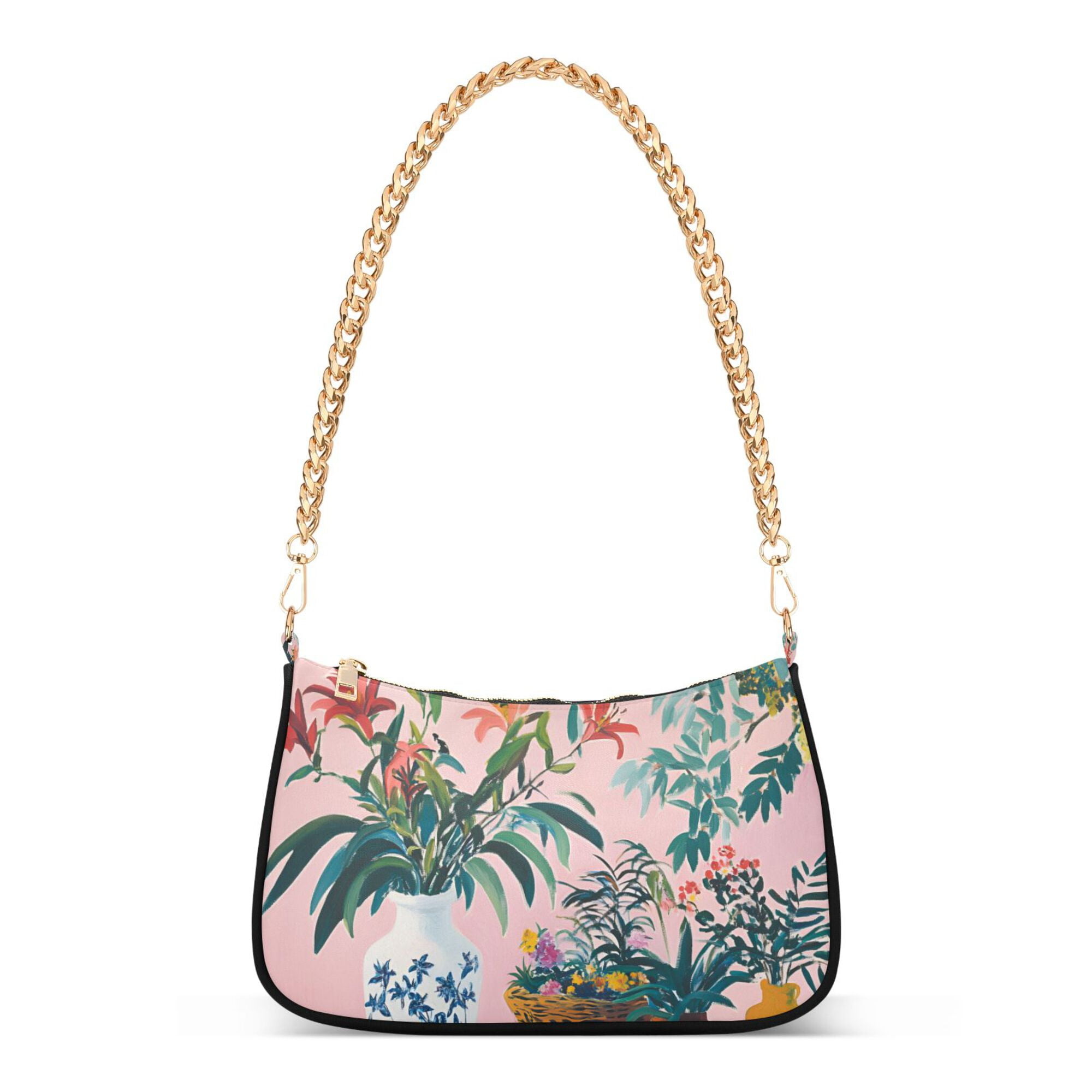 FORMRS Womens Shoulder Bag with Chain Strap Clutch Purse Cute Tote Handbag, Vibrant Flowers