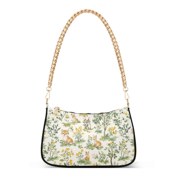 FORMRS Womens Shoulder Bag with Chain Strap Clutch Purse Cute Tote Handbag, Watercolor Animals Pattern