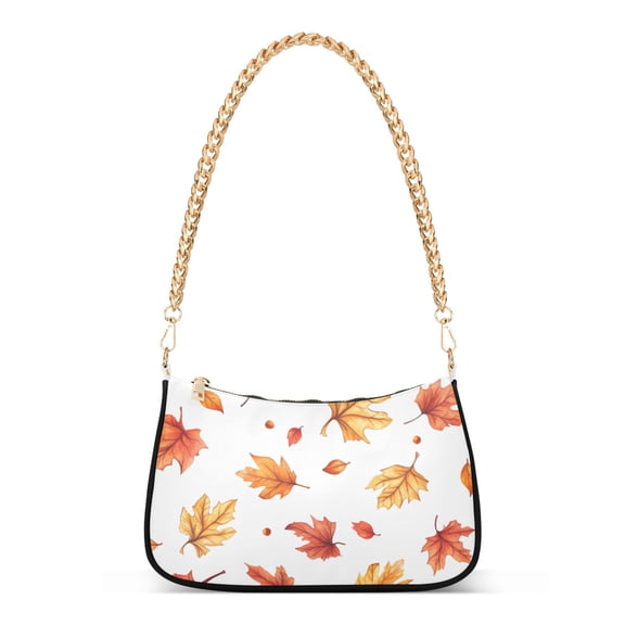 FORMRS Womens Shoulder Bag with Chain Strap Clutch Purse Cute Tote Handbag, Watercolor Autumn Leaves