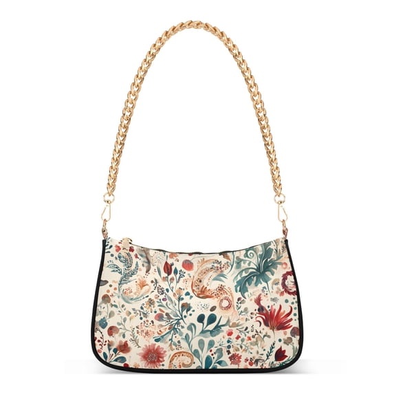 FORMRS Womens Shoulder Bag with Chain Strap Clutch Purse Cute Tote Handbag, Watercolor Leaves