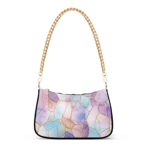 FORMRS Womens Shoulder Bag with Chain Strap Clutch Purse Cute Tote Handbag, Watercolor Marble Pattern