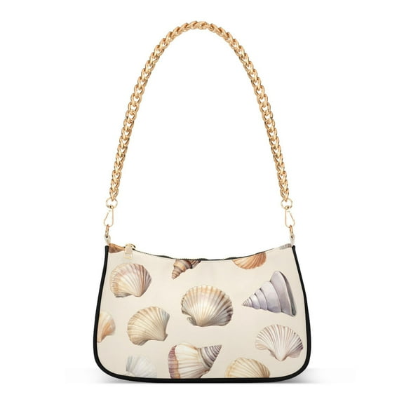 FORMRS Womens Shoulder Bag with Chain Strap Clutch Purse Cute Tote Handbag, Watercolor Seashells