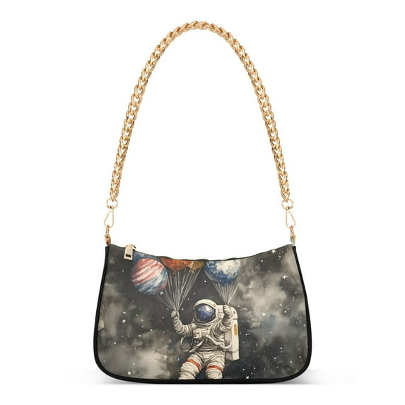 FORMRS Womens Shoulder Bag with Chain Strap Clutch Purse Cute Tote Handbag, Watercolor Space