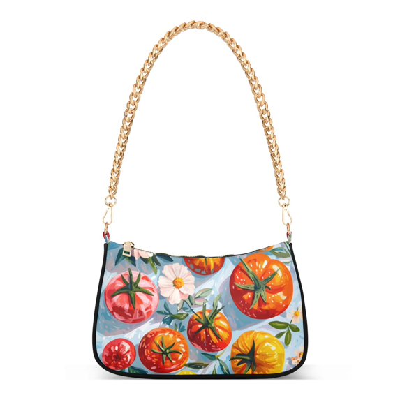 FORMRS Womens Shoulder Bag with Chain Strap Clutch Purse Cute Tote Handbag, Watercolor Tomatoes