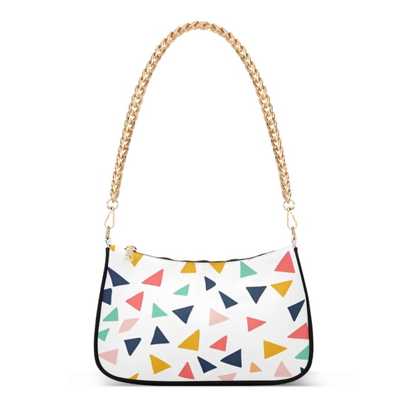 FORMRS Womens Shoulder Bag with Chain Strap Clutch Purse Cute Tote Handbag, White Minimalist Triangles