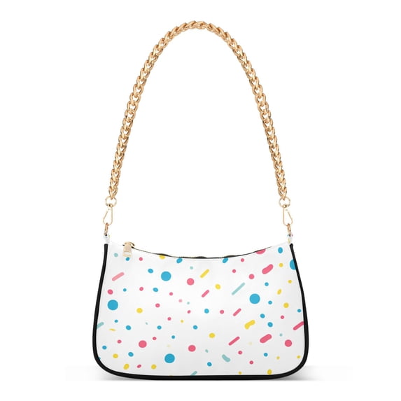 FORMRS Womens Shoulder Bag with Chain Strap Clutch Purse Cute Tote Handbag, White Retro Pattern