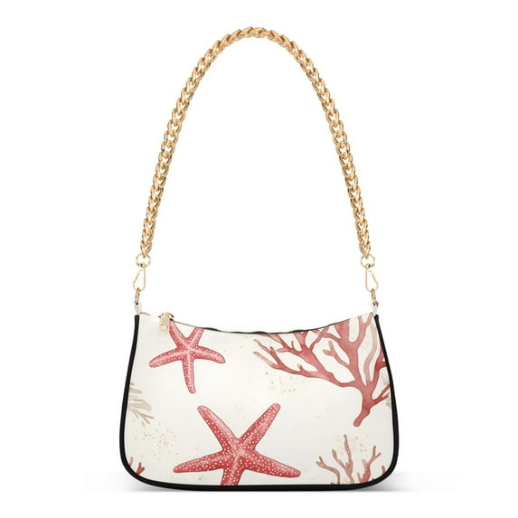 FORMRS Womens Shoulder Bag with Chain Strap Clutch Purse Cute Tote Handbag, White Starfish