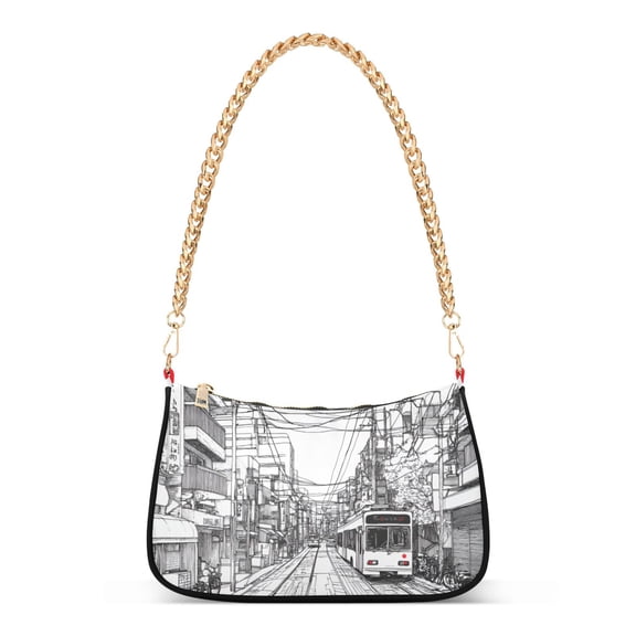 FORMRS Womens Shoulder Bag with Chain Strap Clutch Purse Cute Tote Handbag, White Streets