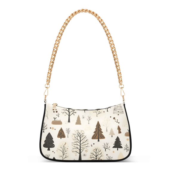 FORMRS Womens Shoulder Bag with Chain Strap Clutch Purse Cute Tote Handbag, Winter Forest
