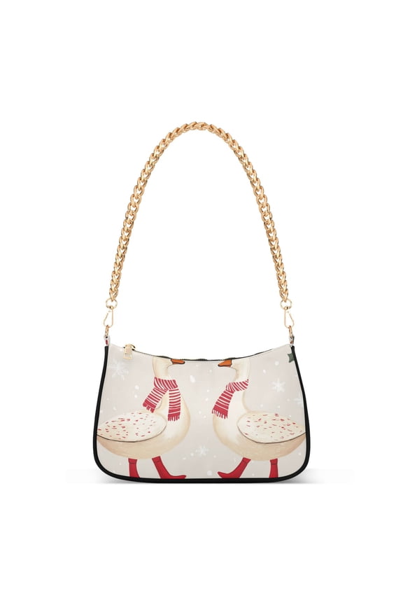 Womens Shoulder Bag with Chain Strap Clutch Purse Cute Tote Handbag, Winter Geese