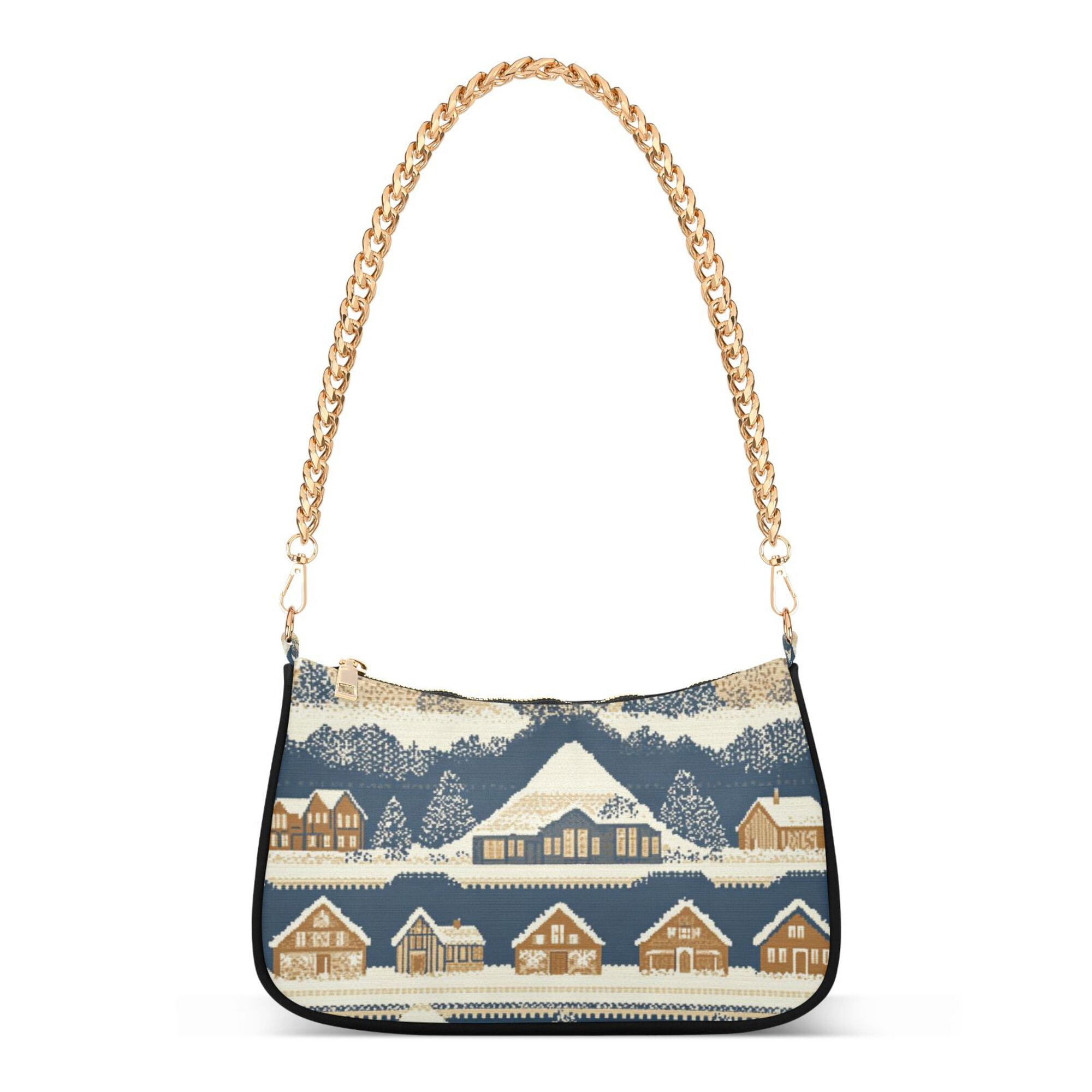 FORMRS Womens Shoulder Bag with Chain Strap Clutch Purse Cute Tote Handbag, Winter Village