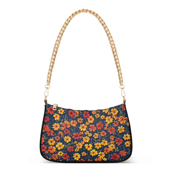 FORMRS Womens Shoulder Bag with Chain Strap Clutch Purse Cute Tote Handbag, Yellow Floral