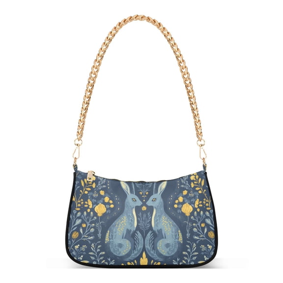 FORMRS Womens Shoulder Bag with Chain Strap Clutch Purse Cute Tote Handbag, Yellow Forest Pattern