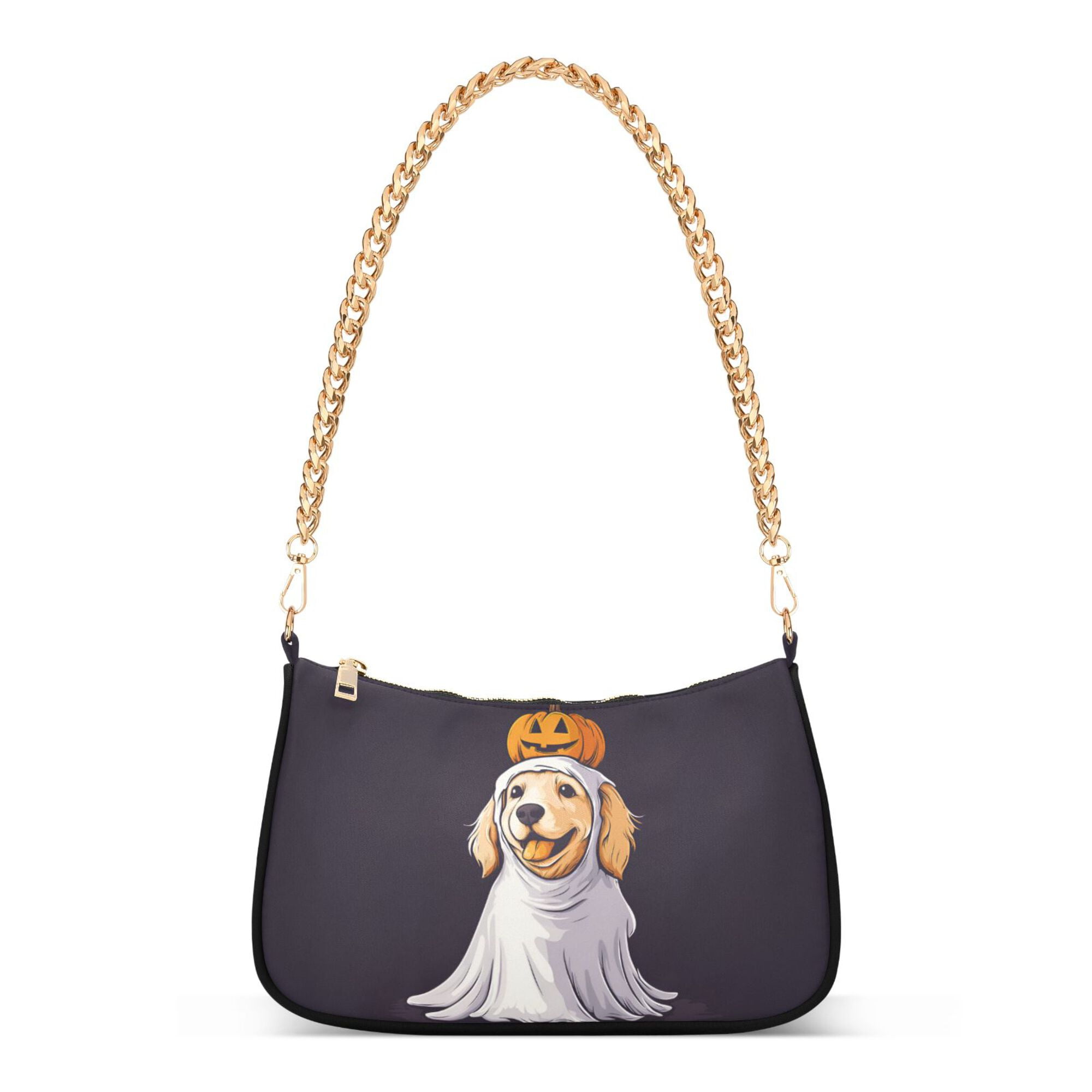 FORMRS Womens Shoulder Bag with Chain Strap Clutch Purse Cute Tote Handbag, Yellow Halloween Dog