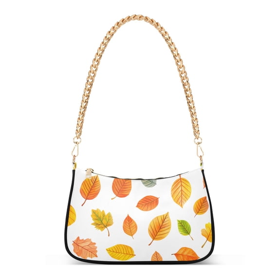 FORMRS Womens Shoulder Bag with Chain Strap Clutch Purse Cute Tote Handbag, Yellow Leaves
