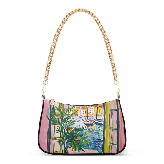 FORMRS Womens Shoulder Bag with Chain Strap Clutch Purse Cute Tote Handbag, Yellow Window