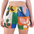 thumbnail image 1 of FORMRS Womens Swim Shorts Mesh Liner Quick Dry Casual Beach Board Bottom with Pockets, Sizes S-2XL, Abstract Plants, 1 of 9