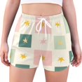 thumbnail image 1 of FORMRS Womens Swim Shorts Mesh Liner Quick Dry Casual Beach Board Bottom with Pockets, Sizes S-2XL, Beige Abstract, 1 of 9