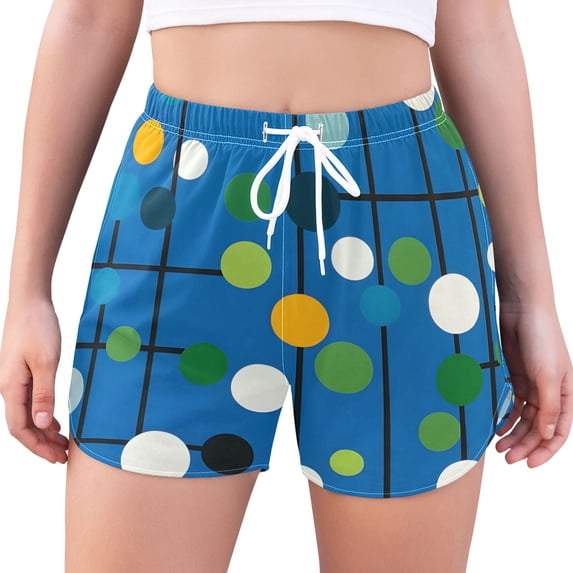 FORMRS Womens Swim Shorts Mesh Liner Quick Dry Casual Beach Board Bottom with Pockets, Sizes S-2XL, Blue Abstract