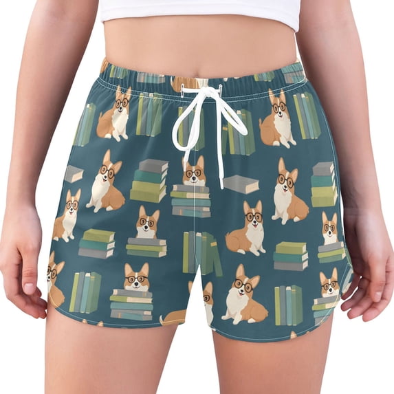 FORMRS Womens Swim Shorts Mesh Liner Quick Dry Casual Beach Board Bottom with Pockets, Sizes S-2XL, Blue Cartoon Dog Pattern