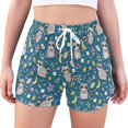 thumbnail image 1 of FORMRS Womens Swim Shorts Mesh Liner Quick Dry Casual Beach Board Bottom with Pockets, Sizes S-2XL, Blue Raccoon Star Pattern, 1 of 8