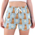 thumbnail image 1 of FORMRS Womens Swim Shorts Mesh Liner Quick Dry Casual Beach Board Bottom with Pockets, Sizes S-2XL, Cartoon Floral Dog Pattern, 1 of 9