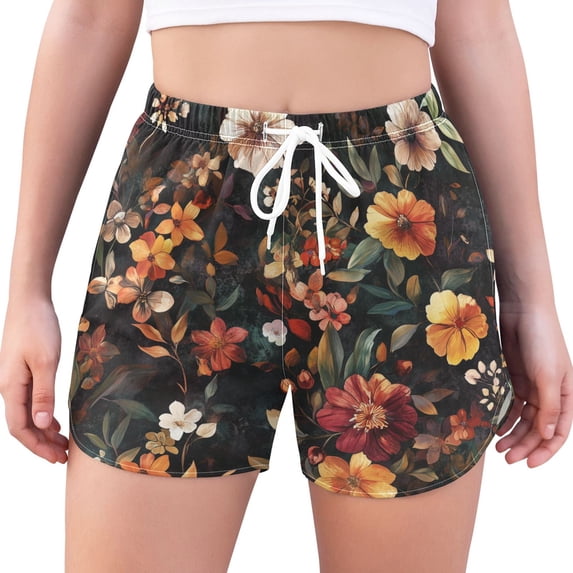 FORMRS Womens Swim Shorts Mesh Liner Quick Dry Casual Beach Board Bottom with Pockets, Sizes S-2XL, Colorful Flower