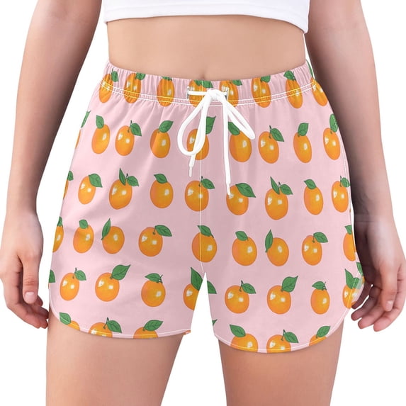 FORMRS Womens Swim Shorts Mesh Liner Quick Dry Casual Beach Board Bottom with Pockets, Sizes S-2XL, Cute Oranges