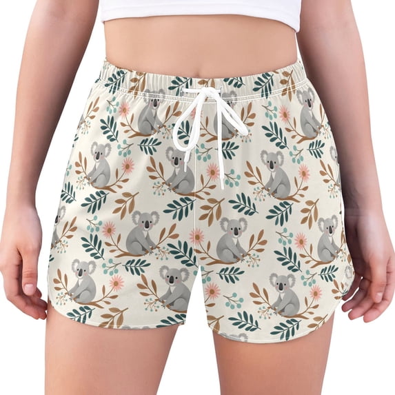 FORMRS Womens Swim Shorts Mesh Liner Quick Dry Casual Beach Board Bottom with Pockets, Sizes S-2XL, Floral Koala Pattern