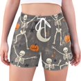 thumbnail image 1 of FORMRS Womens Swim Shorts Mesh Liner Quick Dry Casual Beach Board Bottom with Pockets, Sizes S-2XL, Gray Halloween Skeleton, 1 of 9