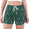 thumbnail image 1 of FORMRS Womens Swim Shorts Mesh Liner Quick Dry Casual Beach Board Bottom with Pockets, Sizes S-2XL, Green Abstract Pattern, 1 of 9