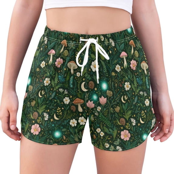 FORMRS Womens Swim Shorts Mesh Liner Quick Dry Casual Beach Board Bottom with Pockets, Sizes S-2XL, Green Forest Pattern