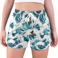 thumbnail image 1 of FORMRS Womens Swim Shorts Mesh Liner Quick Dry Casual Beach Board Bottom with Pockets, Sizes S-2XL, Green Ocean Waves Pattern, 1 of 9