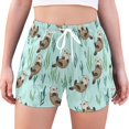 thumbnail image 1 of FORMRS Womens Swim Shorts Mesh Liner Quick Dry Casual Beach Board Bottom with Pockets, Sizes S-2XL, Green Otters Pattern, 1 of 9