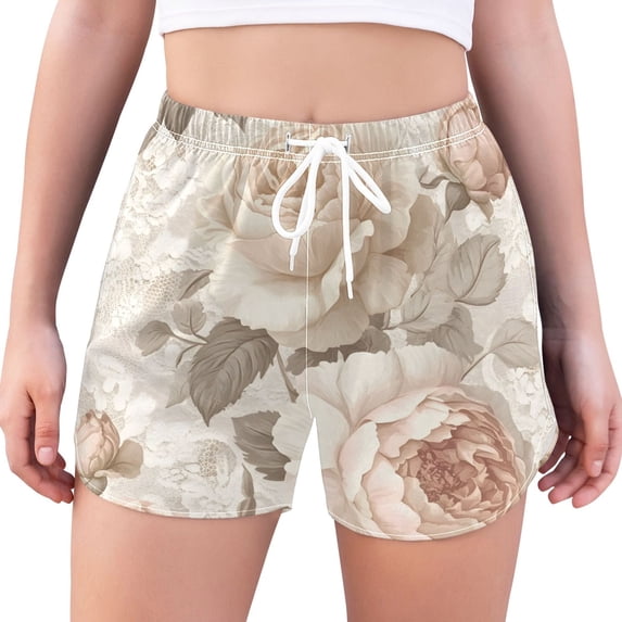 FORMRS Womens Swim Shorts Mesh Liner Quick Dry Casual Beach Board Bottom with Pockets, Sizes S-2XL, Lace and Floral