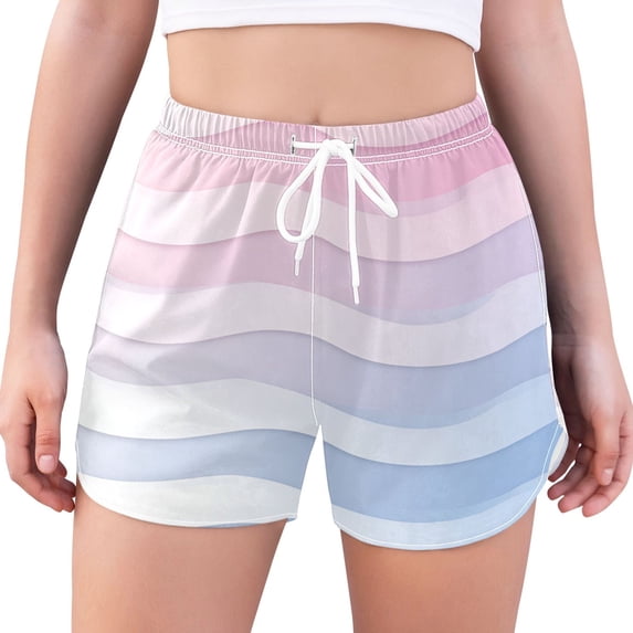 FORMRS Womens Swim Shorts Mesh Liner Quick Dry Casual Beach Board Bottom with Pockets, Sizes S-2XL, Light Blue Gradient