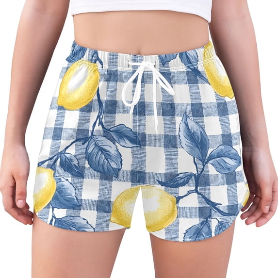 FORMRS Womens Swim Shorts Mesh Liner Quick Dry Casual Beach Board Bottom with Pockets, Sizes S-2XL, Light Lemon