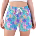 thumbnail image 1 of FORMRS Womens Swim Shorts Mesh Liner Quick Dry Casual Beach Board Bottom with Pockets, Sizes S-2XL, Neon Starfish Pattern, 1 of 9