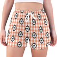 thumbnail image 1 of FORMRS Womens Swim Shorts Mesh Liner Quick Dry Casual Beach Board Bottom with Pockets, Sizes S-2XL, Orange Plaid Horse Pattern, 1 of 9
