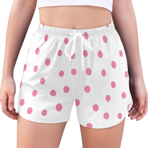 FORMRS Womens Swim Shorts Mesh Liner Quick Dry Casual Beach Board Bottom with Pockets, Sizes S-2XL, Pink Polka Dots
