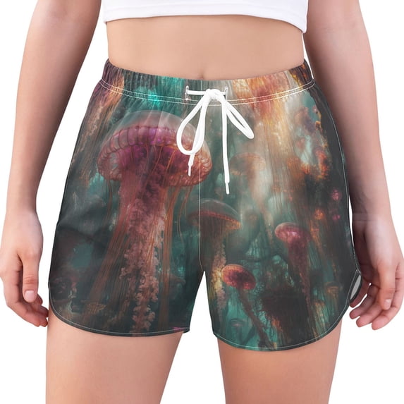 FORMRS Womens Swim Shorts Mesh Liner Quick Dry Casual Beach Board Bottom with Pockets, Sizes S-2XL, Psychedelic Forest