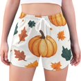 thumbnail image 1 of FORMRS Womens Swim Shorts Mesh Liner Quick Dry Casual Beach Board Bottom with Pockets, Sizes S-2XL, Pumpkins Pattern, 1 of 9