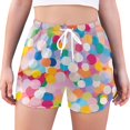 thumbnail image 1 of FORMRS Womens Swim Shorts Mesh Liner Quick Dry Casual Beach Board Bottom with Pockets, Sizes S-2XL, Purple Colorful Circles, 1 of 9